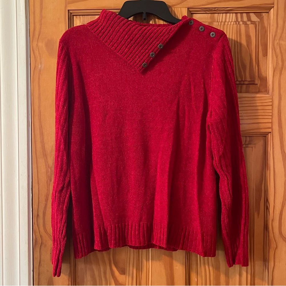Cappagallo Red Cowl Neck Sweater, Size Large